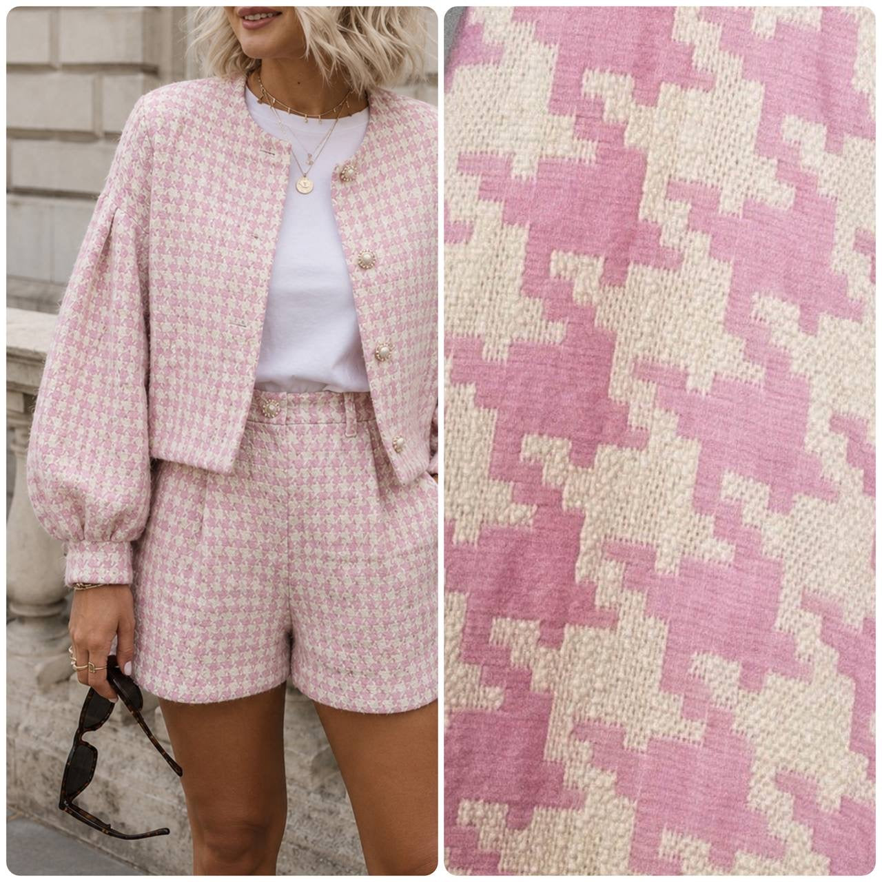 houndstooth pattern cotton boucle