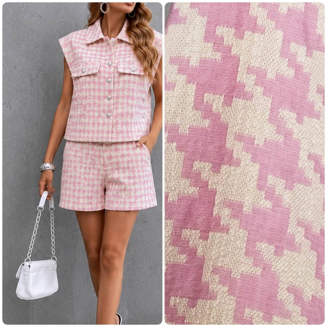 houndstooth pattern cotton boucle
