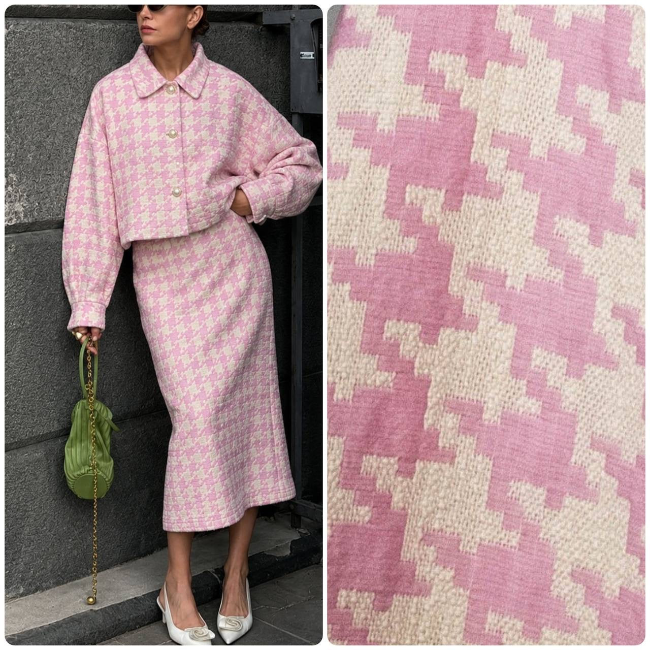 houndstooth pattern cotton boucle